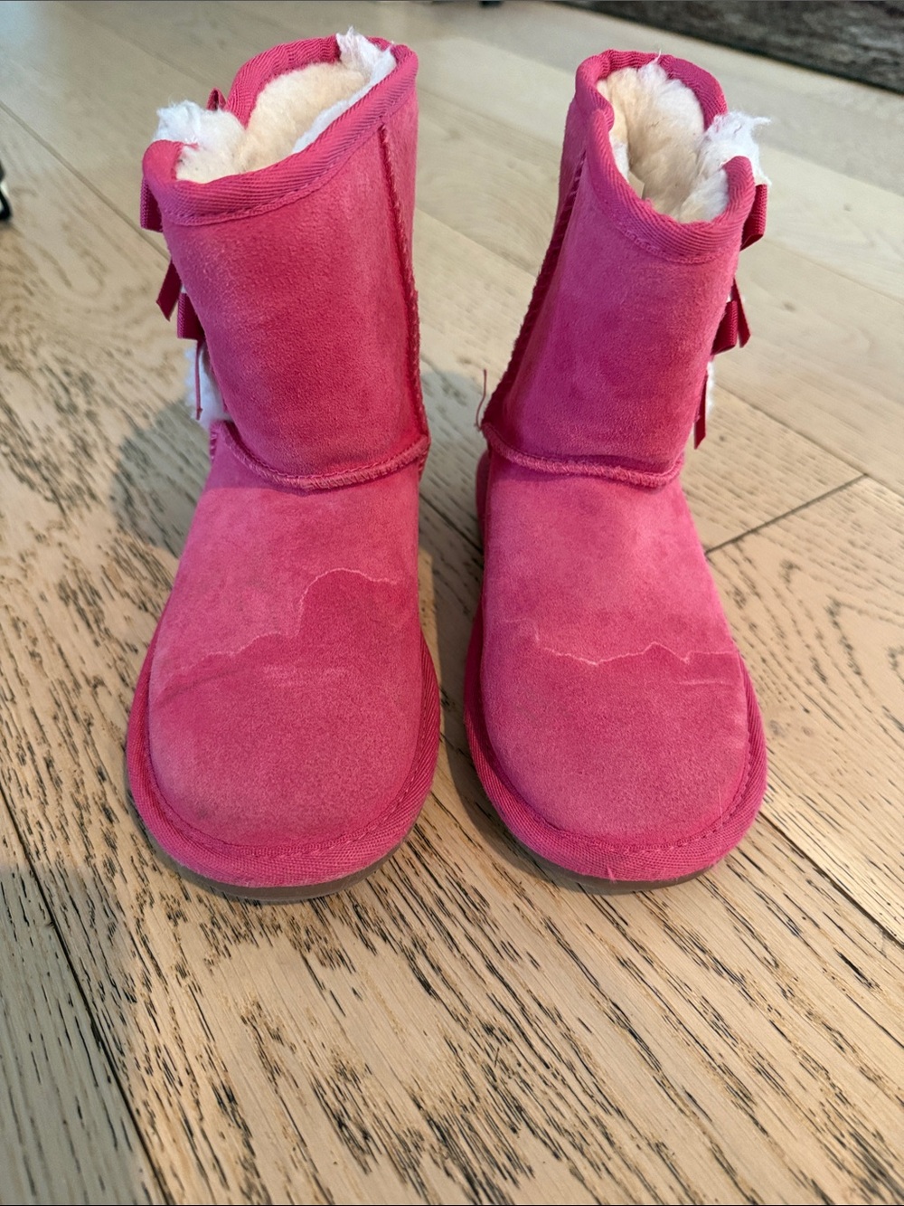 Koolaburra Pink Girls' Suede Shearling Lined Boots